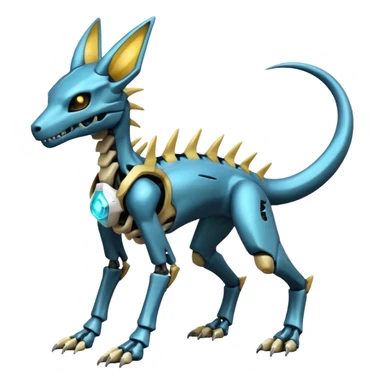 futuristic Skeleton-Cyborg-Manectric-Electrike-Salandit-Cubone-Umbreon-Marowak-Draco-Fakémon-hybrid-creature (full body), 4 legs sticker