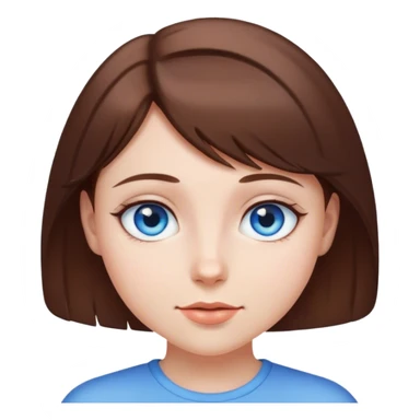 girl with short brown hair and blue eyes  sticker