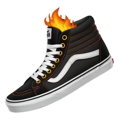 Vans shoes black skate and fire in front logo sticker