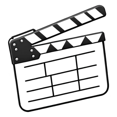 movie clapper outline only, just two rectangles with a diagonal line, no fill, black line art only sticker