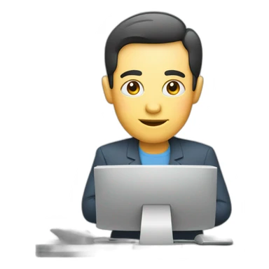 trader person computer with chart on screen sticker