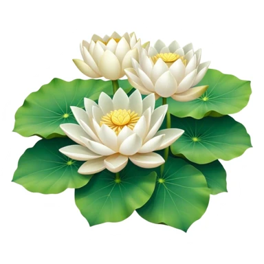 bouquet white Nymphaea lotus,stem, lotus leaf sticker