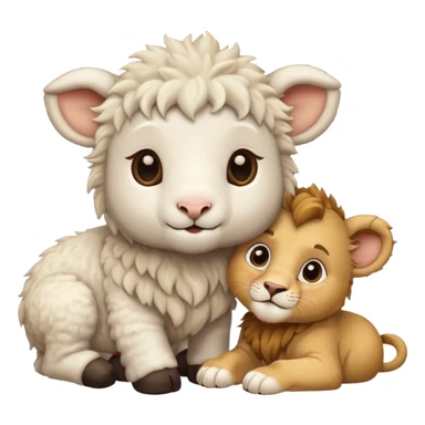 Lion and lamb cute sticker