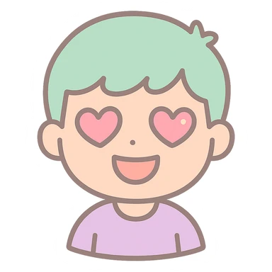 boy with heart eyes and a big smile, lover boy sticker