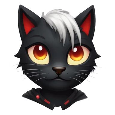 Anthro Edgy Cool Beautiful Black Cat-Fursona with Emo Hair-bangs with Red Streaks sticker