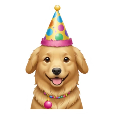 golden retriever at a birthday party sticker
