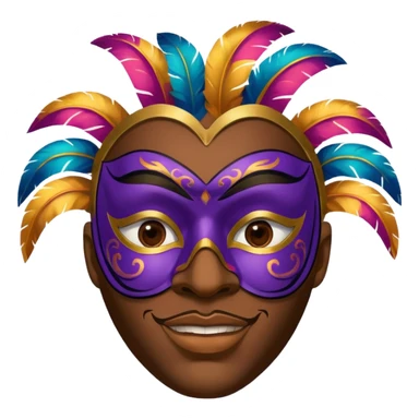 A black man with a painted carnival mask, vibrant colors and confident expression. sticker