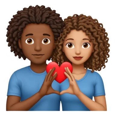 Black man locs and Latina woman with curly hair. Making a heart with there hands  sticker