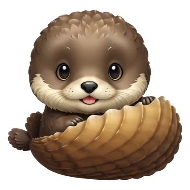 baby sea otter pup with scallop sticker