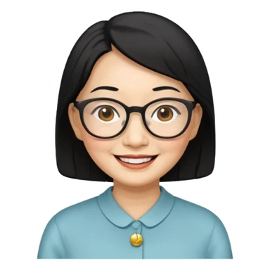 black hair Elder asian woman with glasses sticker