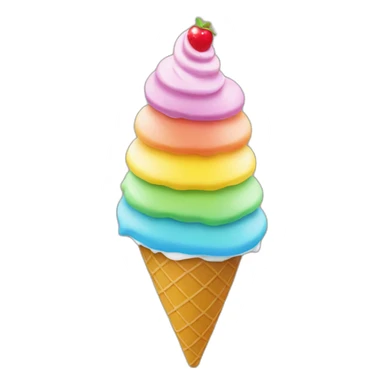 rainbow icecream sundae cone sticker