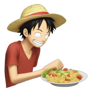 Luffy thiking about food sticker