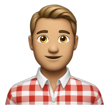 A handsome man wearing a red and white shirt sticker