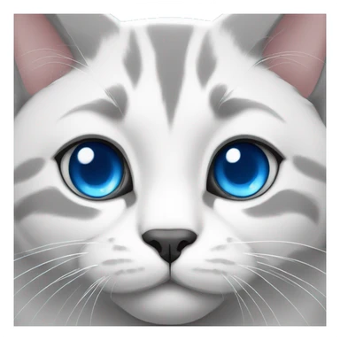White, gray, and fat cat with blue eyes sticker