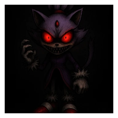 Make the character look scary with glowing red eyes and a unique scary expression, character facing forward. Keep the picture quality intact. sticker