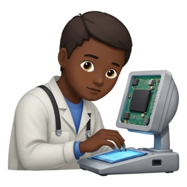 computer technician fixing damage computer sticker