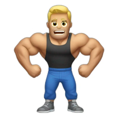 man doing doble biceps sticker