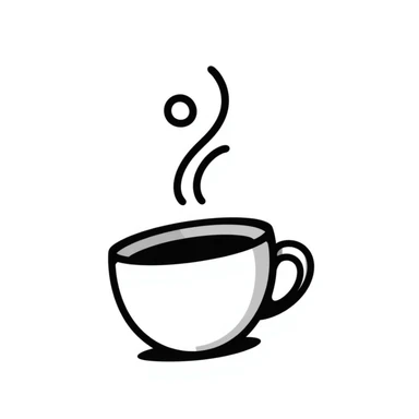 latte coffee cup with steam, hand drawn doodle style sticker