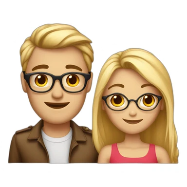 Amoureux homme brun à lunettes et femme blonde sticker