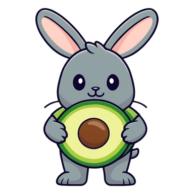 Black bunny with a shirt that says Shavacadoo and a picture of an avocado on it sticker