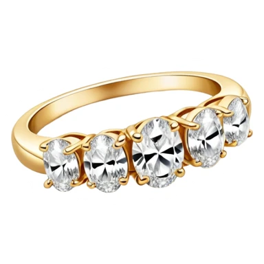 Gold Engagement ring with five oval diamonds same size sticker
