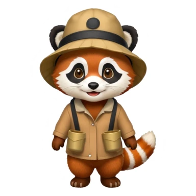 red panda wearing bucket hat, full body sticker