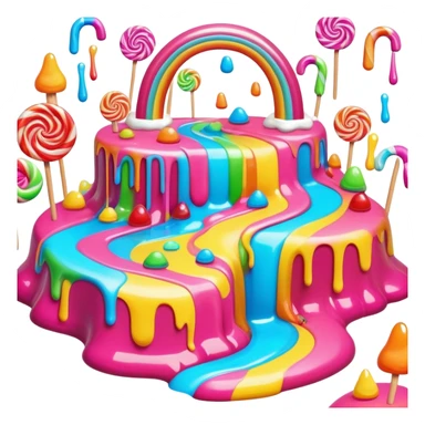 surreal melting neon rainbow candy land landscape sticker