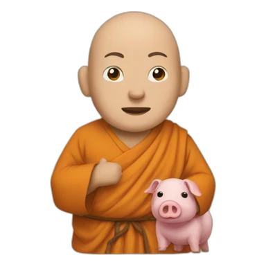 monk with pig sticker