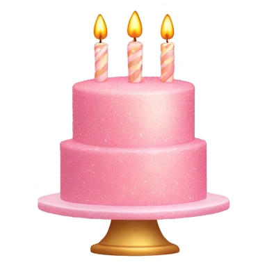 Sparkly light pink two tier birthday cake with candles sticker