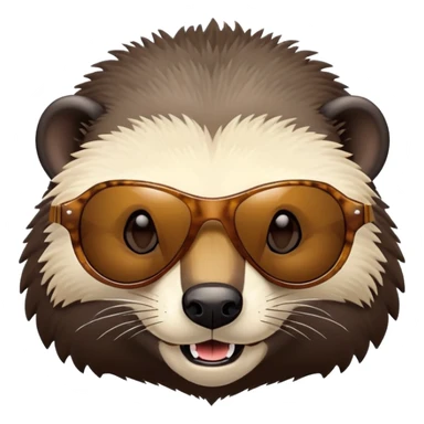 friendly anthropomorphised honey badger head wearing sunglasses, different expression sticker