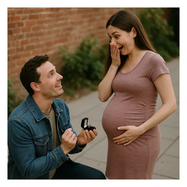 man proposing to his girlfriend and finding out she is pregnant sticker
