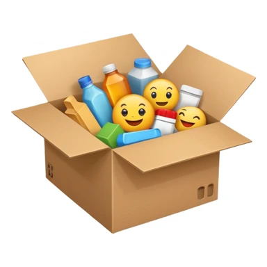 a box with different products sticker