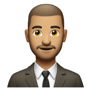 olive skin man, with brown buzz cut and a stubbled beard, with a smart business man outfit on. portrait. sticker