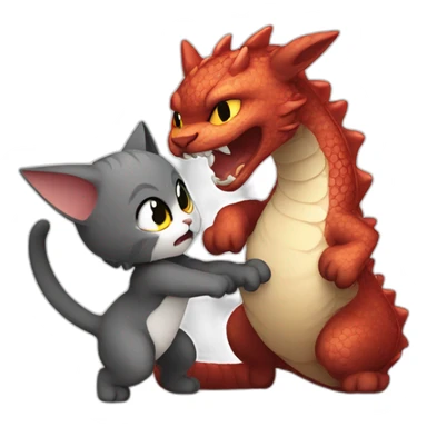 chibi cat fighting a dragon sticker