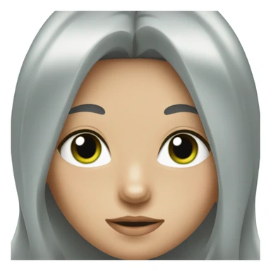 Green eyed long haired gray cat girl sticker