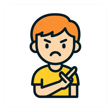 kid making a 'no deal' gesture, simple and modern flat color icon style sticker