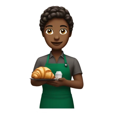 Starbucks barista serving coffee and croissant sticker