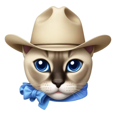 Fat Siamese cat crossed blue eyes lavender cowboy hat sticker