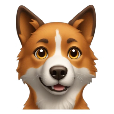 A dog looking like a fox, with a blue and brown eyes sticker