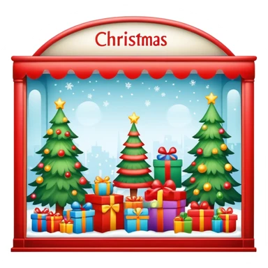 Christmas department store window display with toys sticker