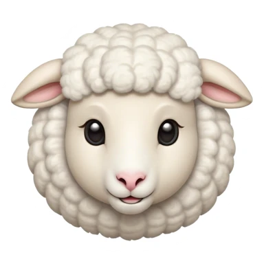 Cinematic Cute Sheep Portrait Emoji, Head tilted playfully and inquisitively, featuring a fluffy, pristine white fleece with soft, perky ears, round, sparkling gentle eyes filled with curiosity, Simplified yet irresistibly adorable features, highly detailed, glowing with a warm, friendly glow, high shine, affectionate and mellow, stylized with a touch of pastoral whimsy, bright and endearing, soft glowing outline, capturing the essence of a mischievous yet loving sheep, so playful it feels like it could graze out of the screen and into your arms! sticker