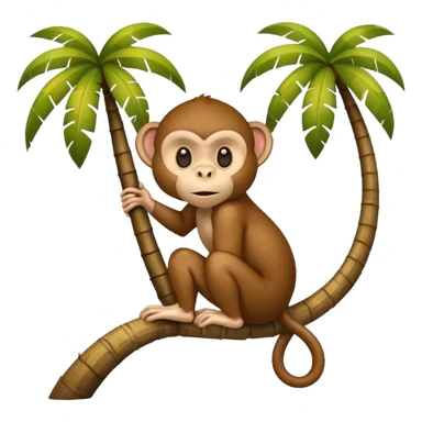 coconut tree with a monkey small sticker