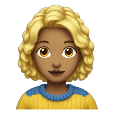 Girl in blue and yellow sweater sticker