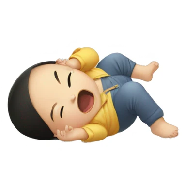 Asian baby having tantrum on floor sticker
