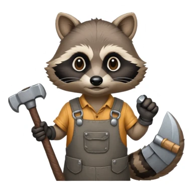 blacksmith racoon holding hammer sticker