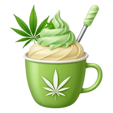 gelato in a cup with cannabis leaf sticker