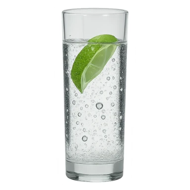 Remove the background, keep only the realistic glass of sparkling water in photorealistic style with transparent background. sticker