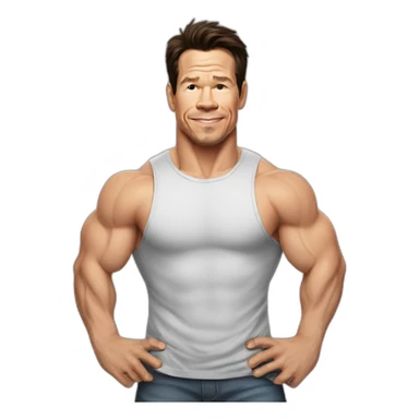 mark wahlberg cartoon wearing muscle tee sticker