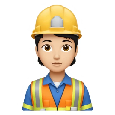 Electricity power employee at work with black hair sticker