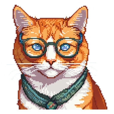orange cat wearing eyeglasses sticker